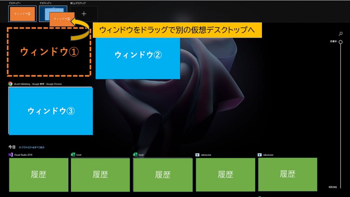 Windowsの仮想デスクトップの使い方